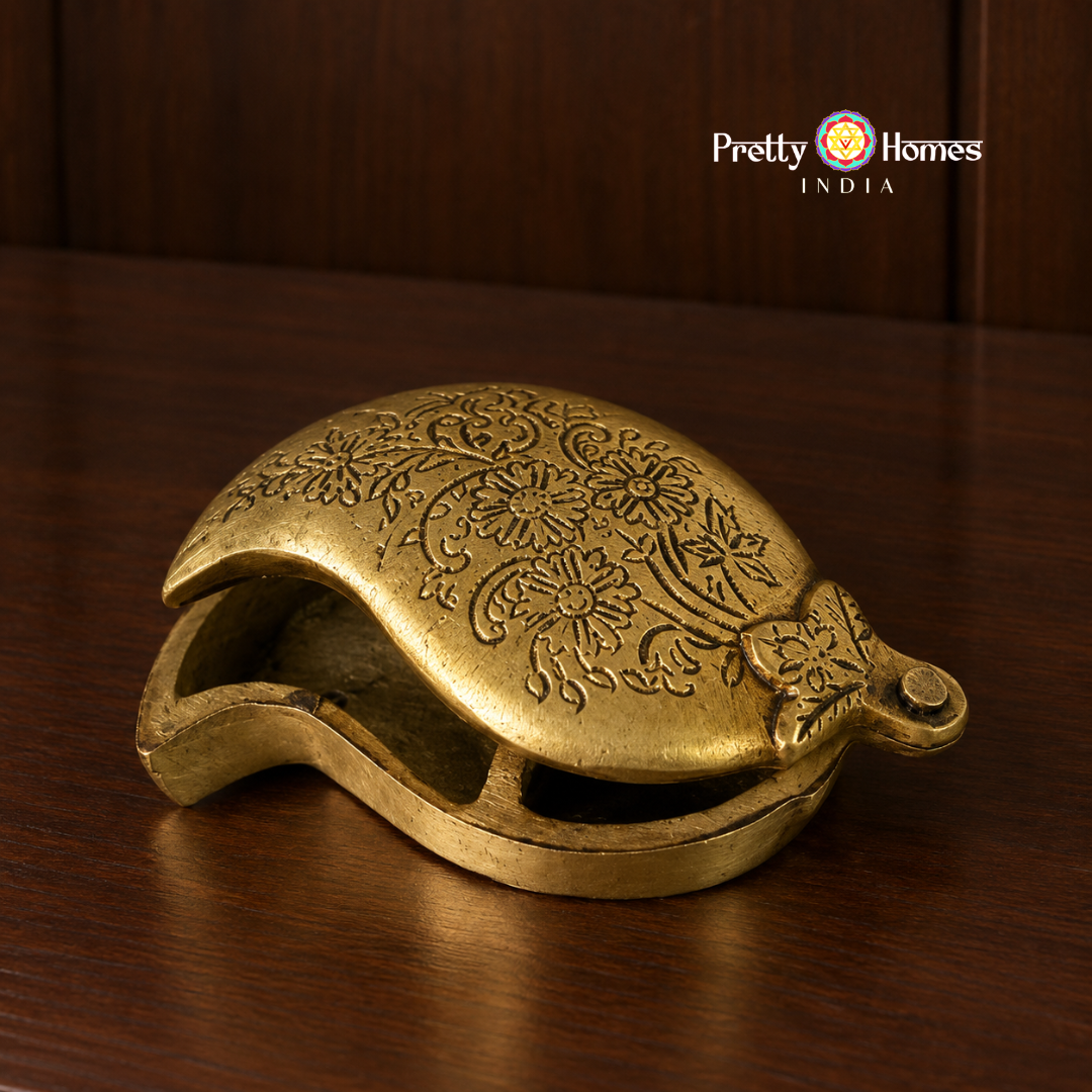 Brass Mango Design Haldi Kumkum Box