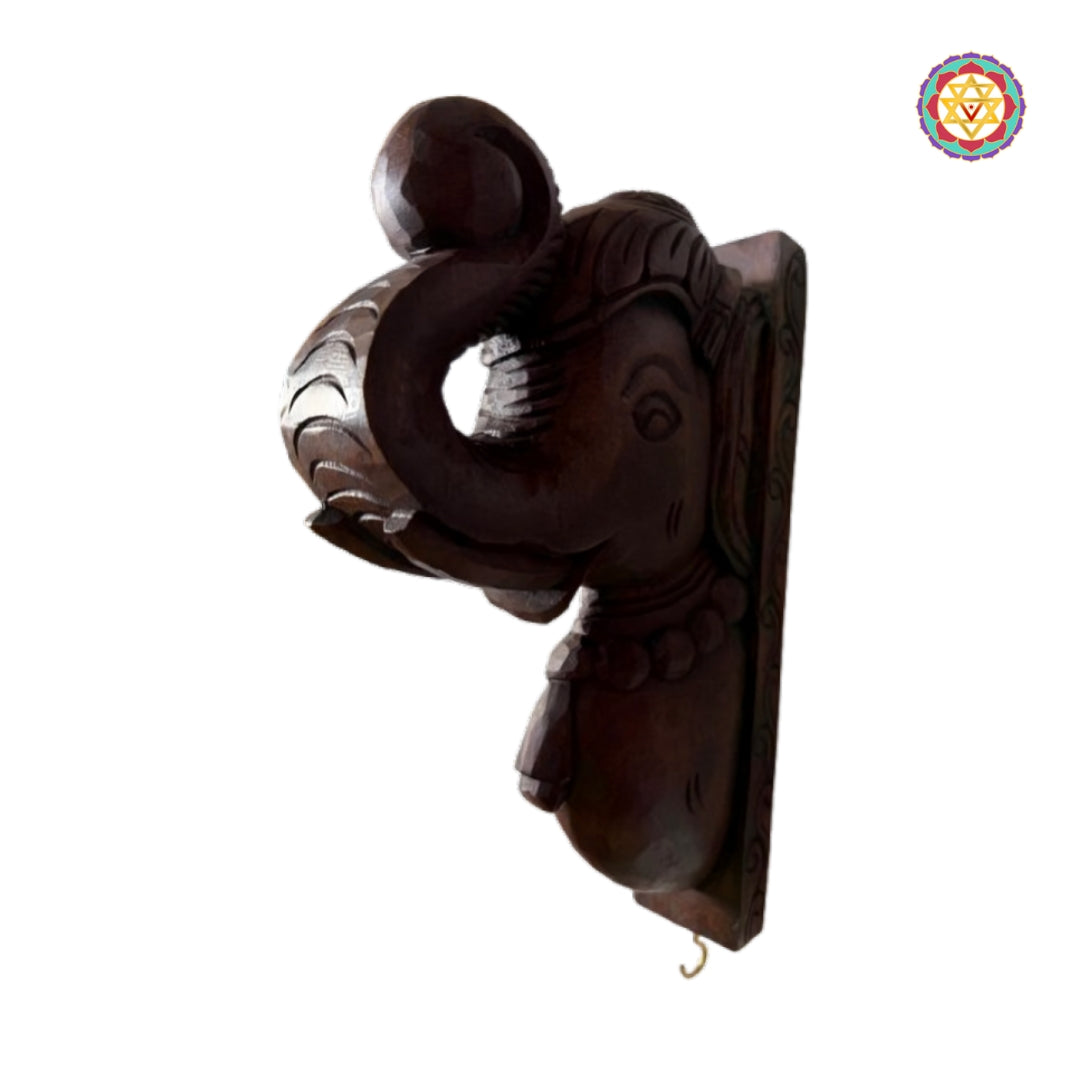 Traditional wood carving elephant corbel