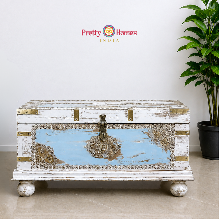 Wooden Trunk with Brass Work