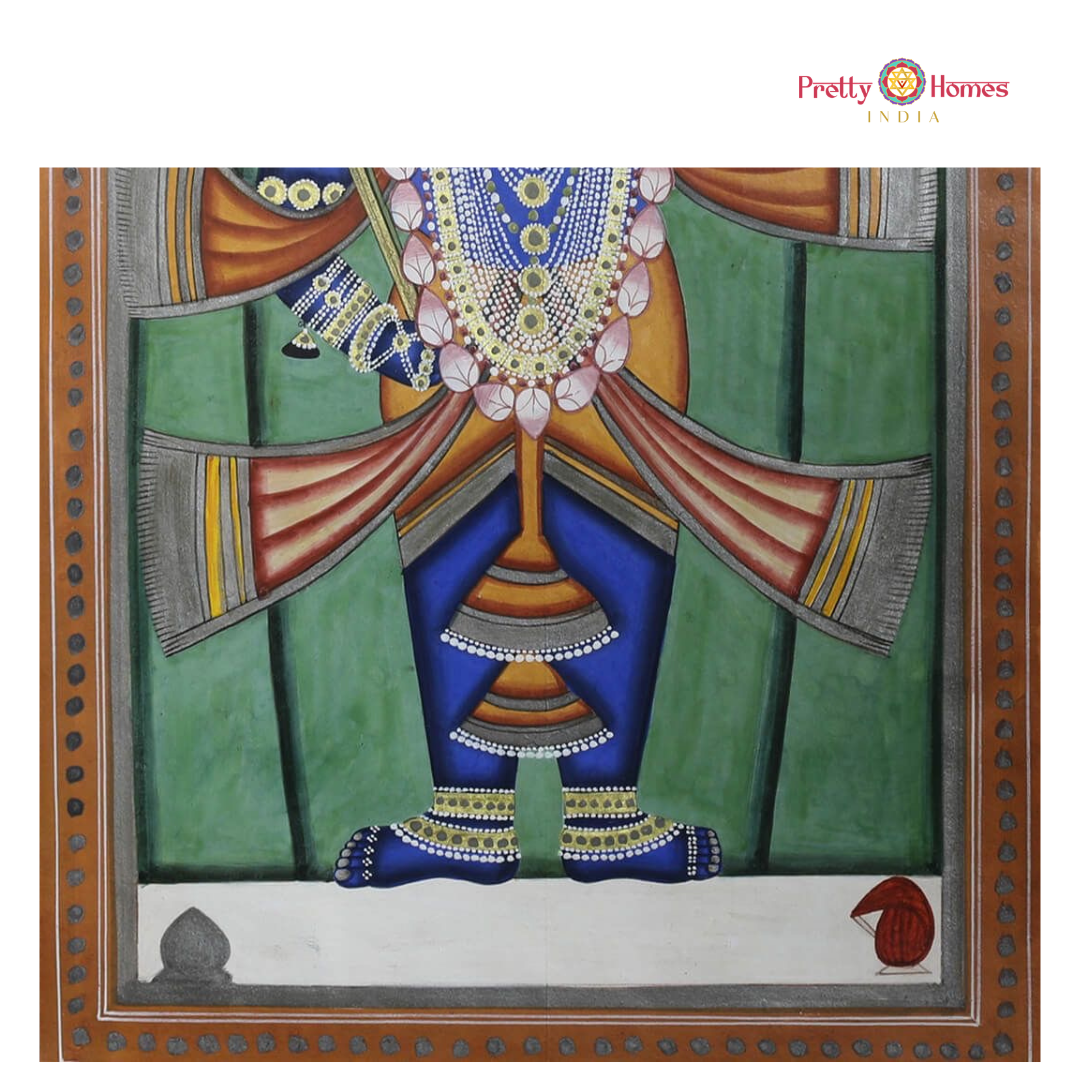 Handpainted pichwai Rustic Shrinathji Darshan