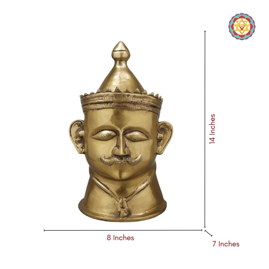 Brass Shiva Head Mukhalingam with Crown – Butter Gold Finish – 14”