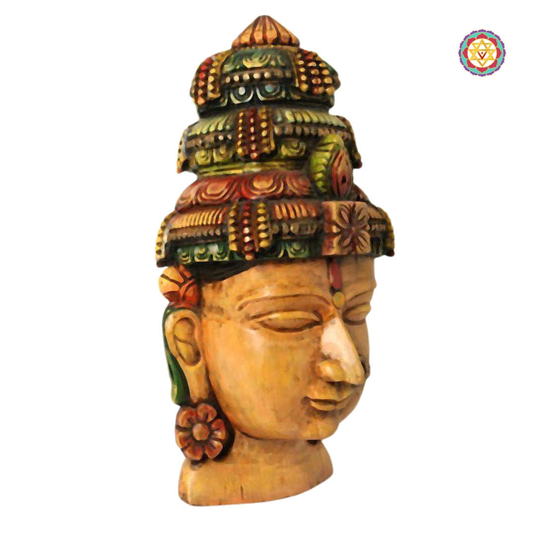 Goddess Uma (Devi Parvati) Head | Wood Carved Bust