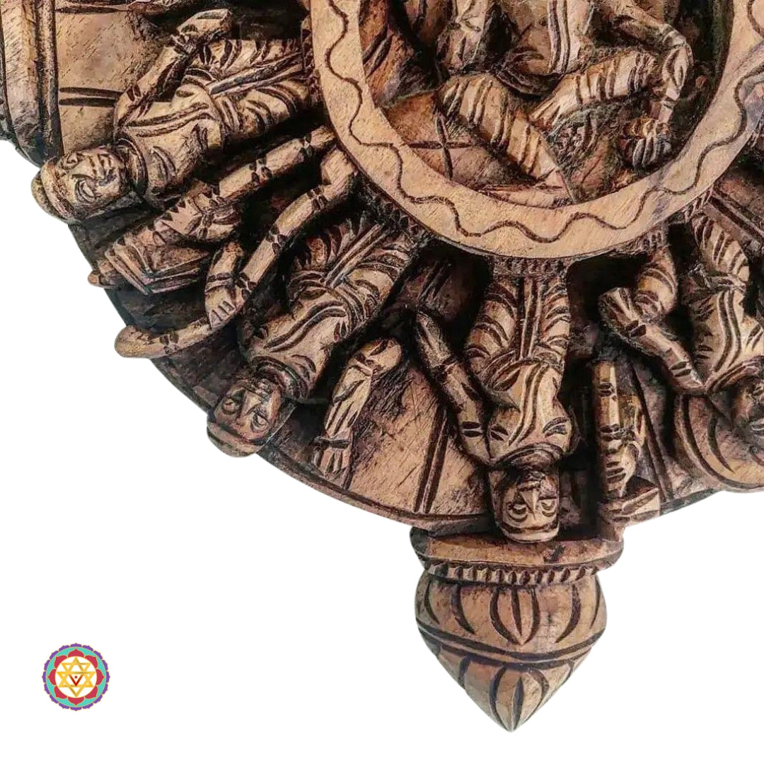 Wood carved round Vishnu Dasavtar/Dashavtaram