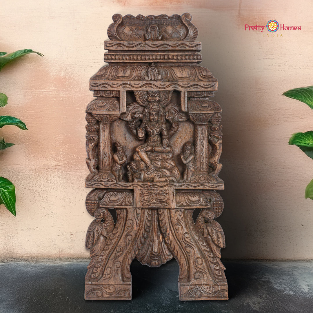 Wood Carved Dakshinamurti Kavadi Panel – Temple Inspired Wall Art for Knowledge & Devotional Interiors