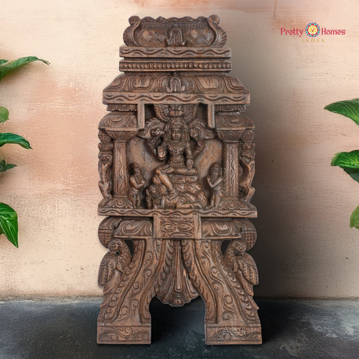 Wood Carved Dakshinamurti Kavadi Panel – Temple Inspired Wall Art for Knowledge & Devotional Interiors