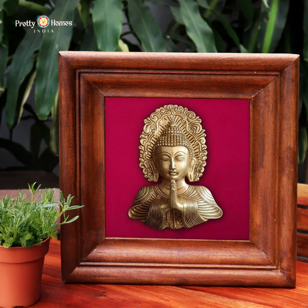 Brass Buddha in Anjali Mudra wall decor