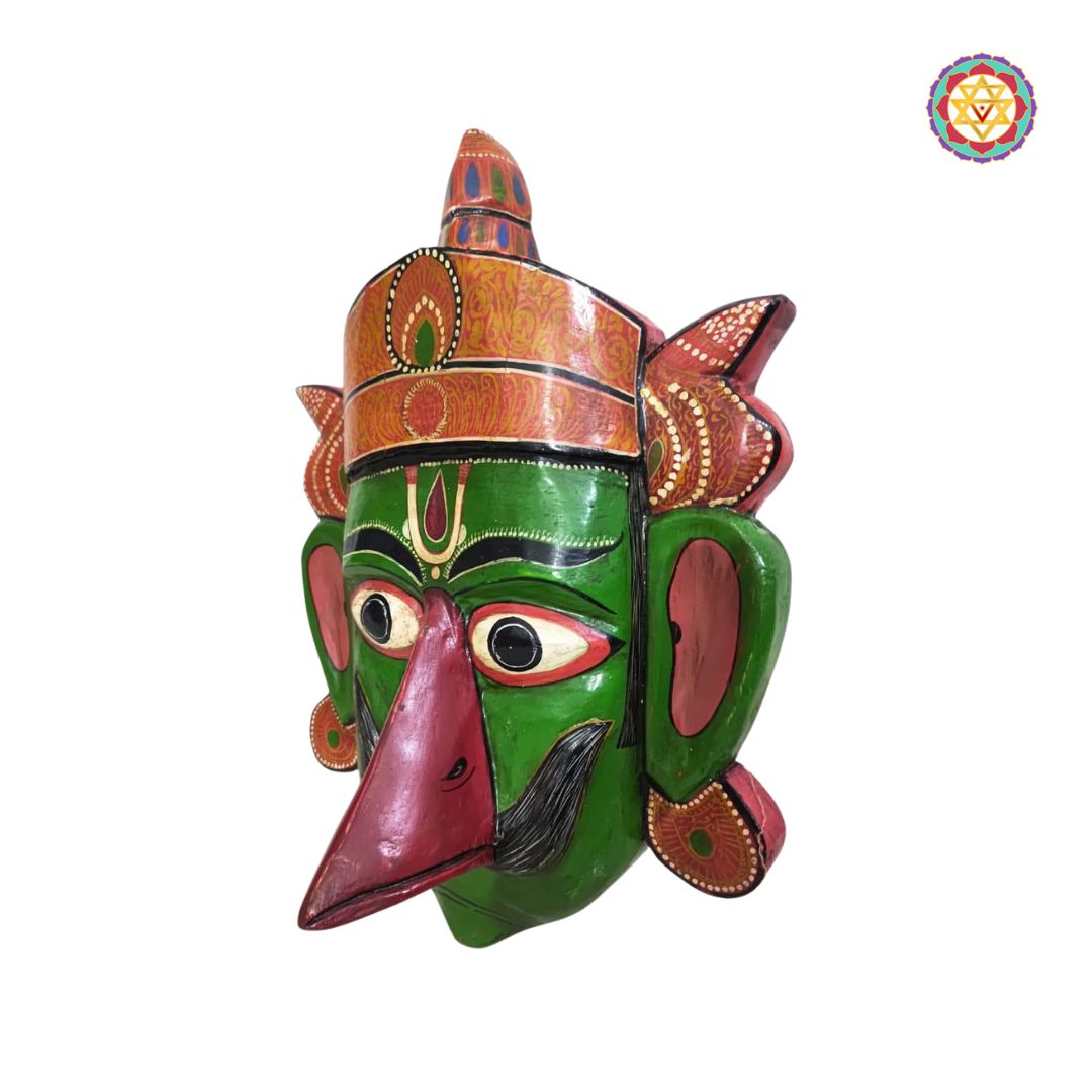 Close-up of vintage style wooden Garuda mask
