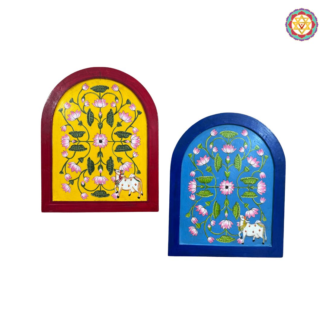 Arched Pichwai Wooden Frame – Handpainted & Ready to Hang