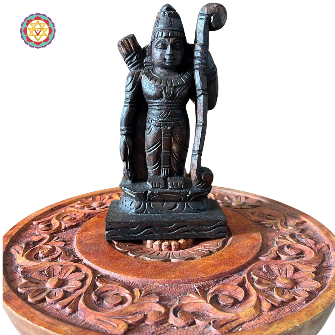 Handcarved Wooden Auspicious Ram Darbar Tabke top, with carved top