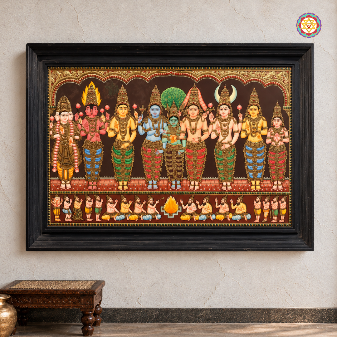 Shiva Parvati Wedding – Meenakshi Kalyanam Tanjore Painting