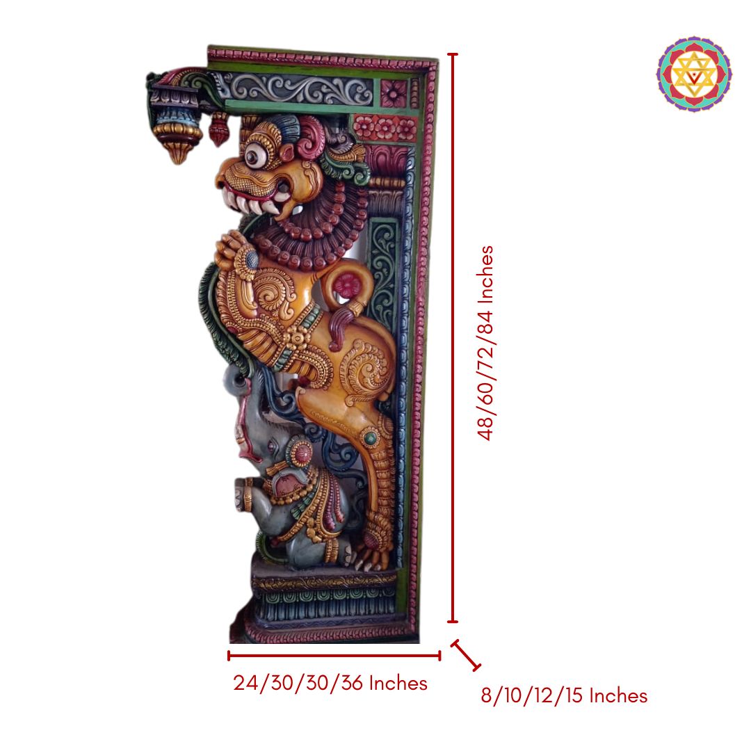 woodcarved yali elephant bracket handcrafted traditional decor