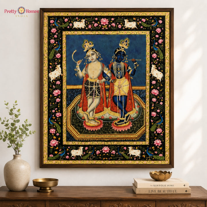 Handpainted Pichwai Chettinad-Style Krishna Swaroops – Vintage Finish
