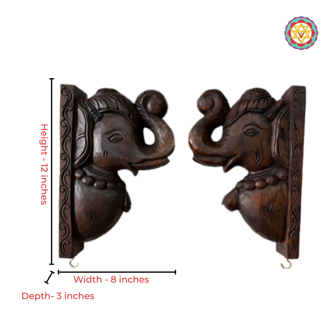 Elephant decor wooden wall hanger