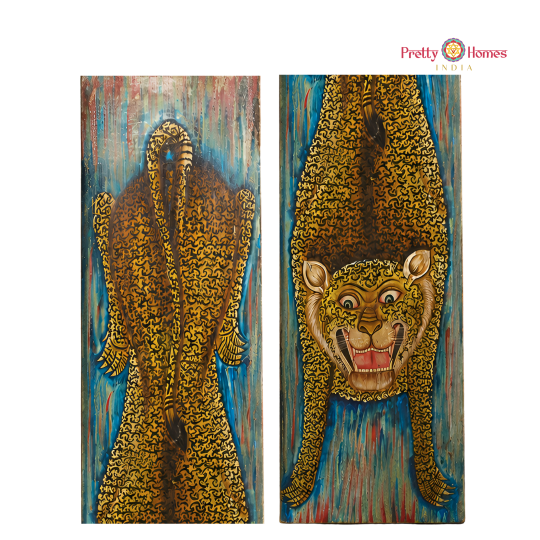 Hand-Painted Vertical Tiger Wood Panel