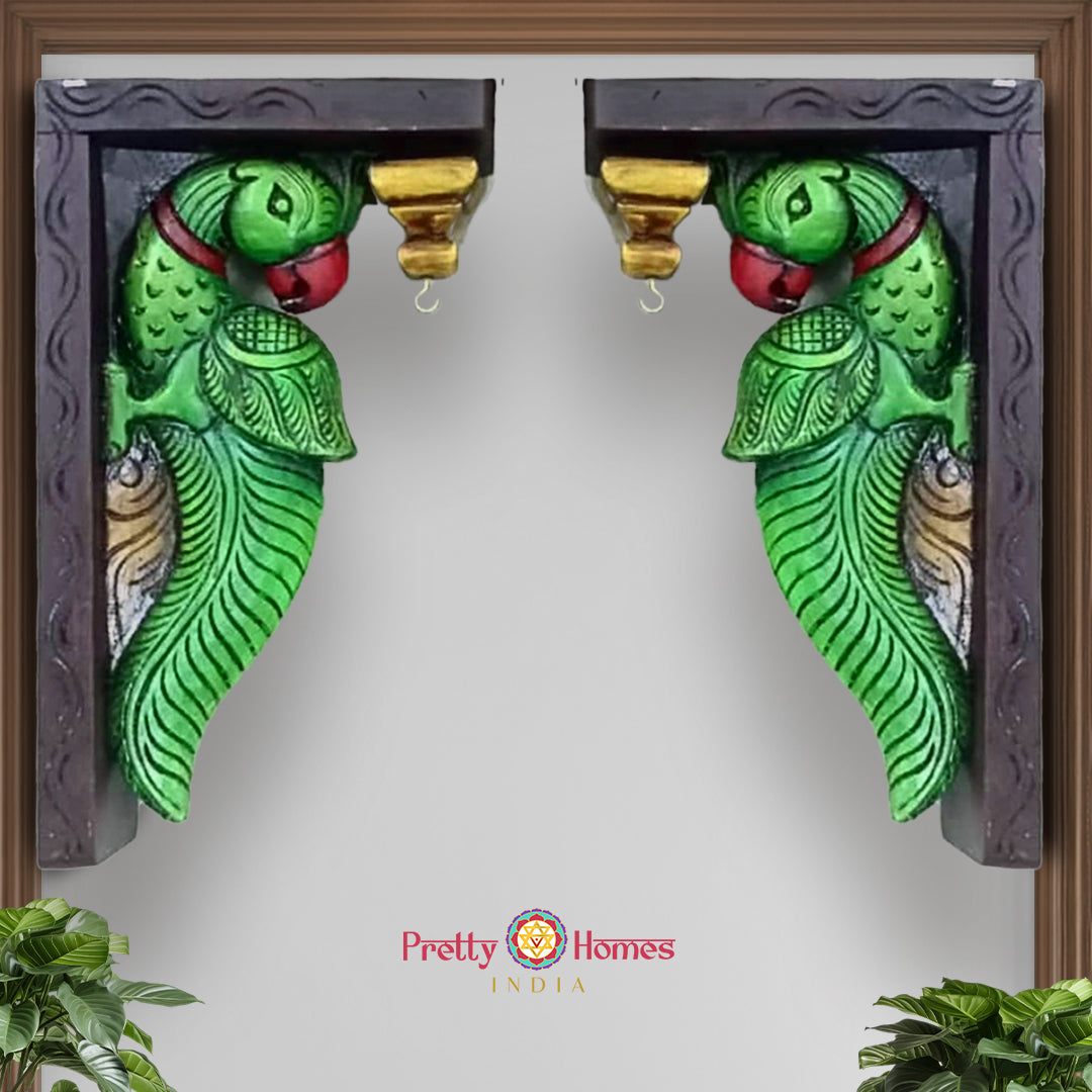 Woodcarved Parrot Brackets (Sinlge)