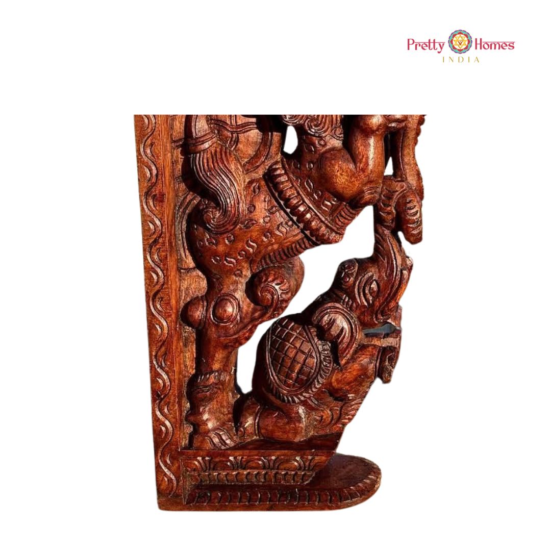 Handcarved Traditional Yali (Yazi) with Elephant Bracket (single)