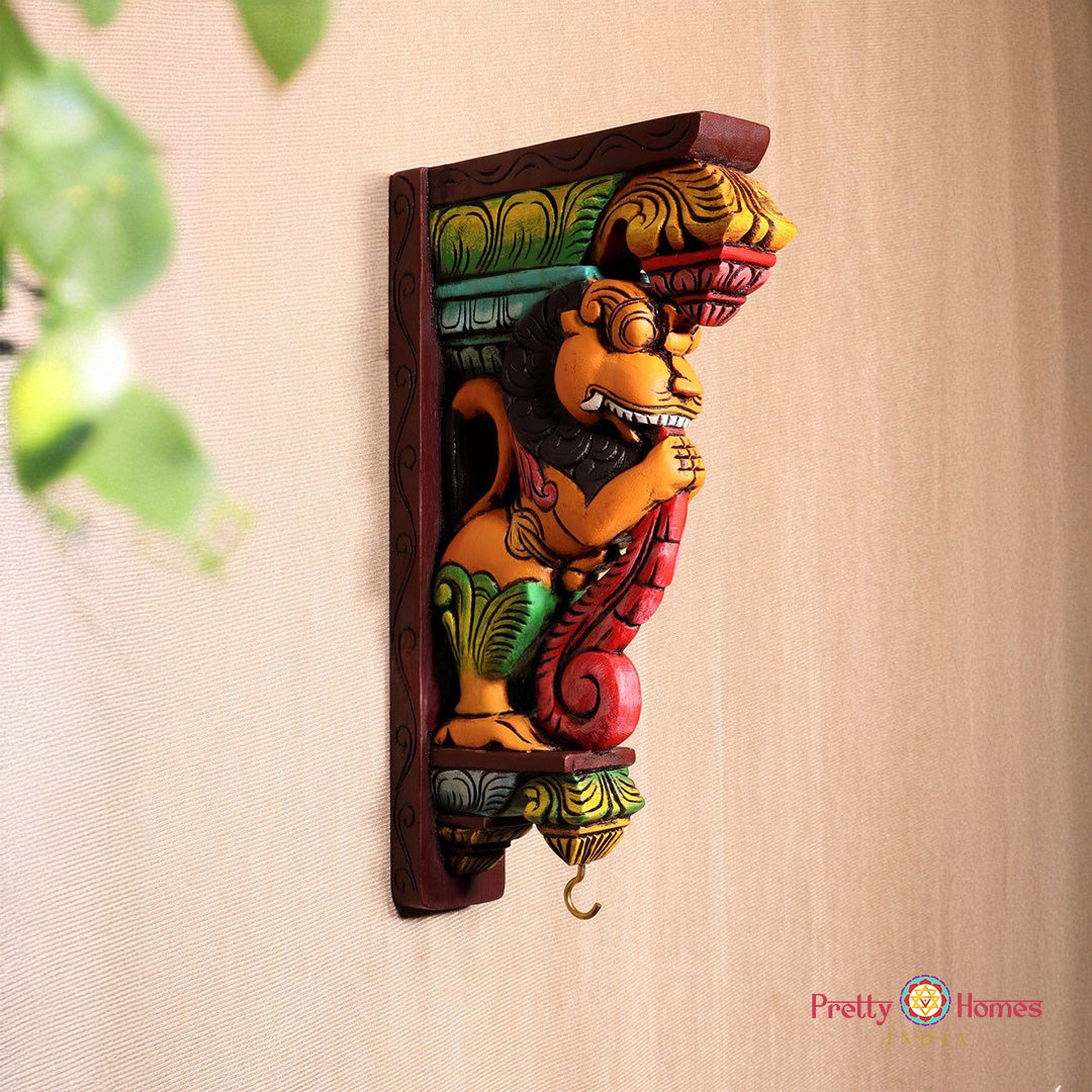 12 inches woodcarved multicolour -yali /yali brackets /corbels (each)