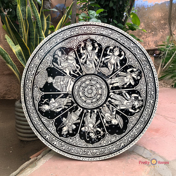 Handcrafted Pattachitra Round Wall Plate – Dasavatara Artwork | Ready to Hang