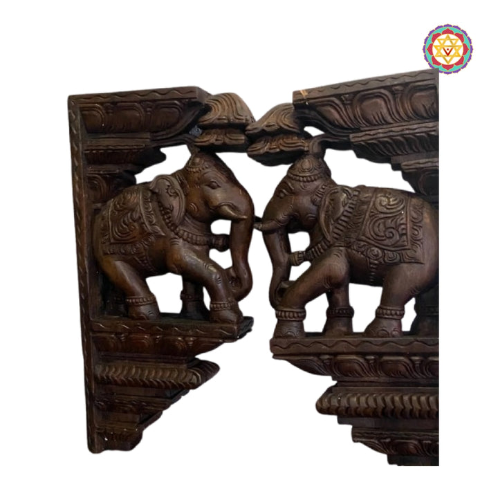 Traditional elephant handmade wall decor wooden bracket