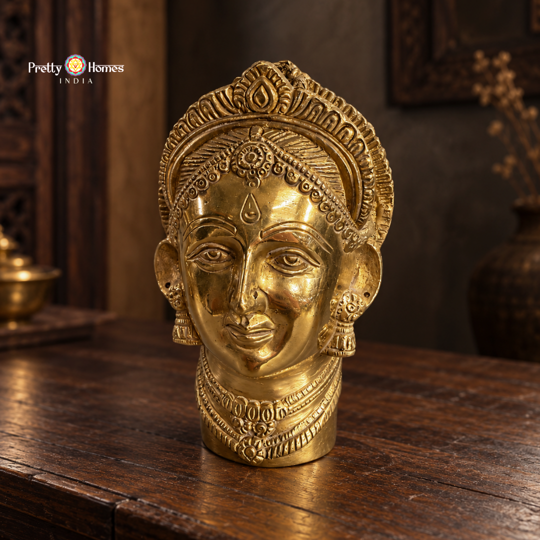 Hand-crafted  Pure Brass Gauri Mukhalingam – Tabletop Gauri Face