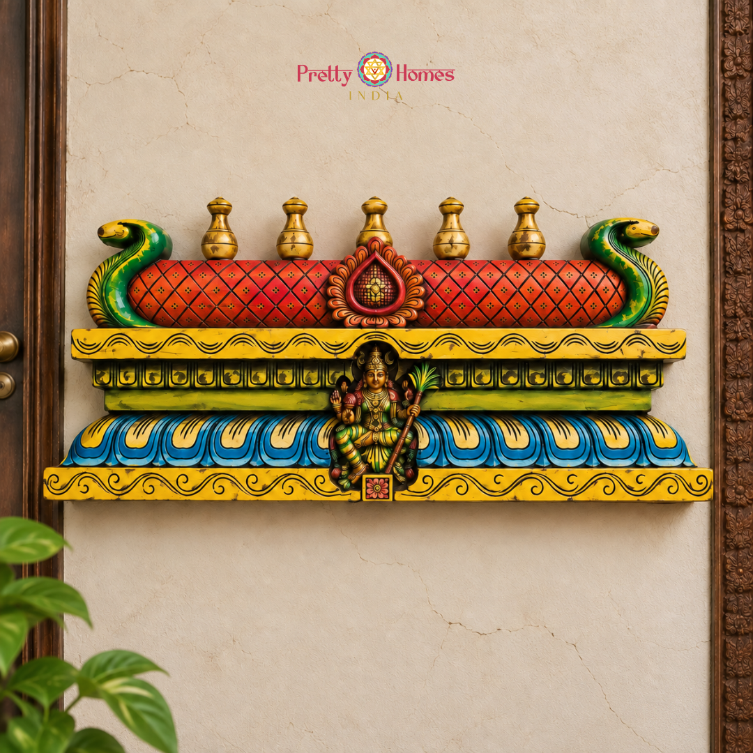 Handcrafted Gopuram with Lalita Tripurasundari Carvings