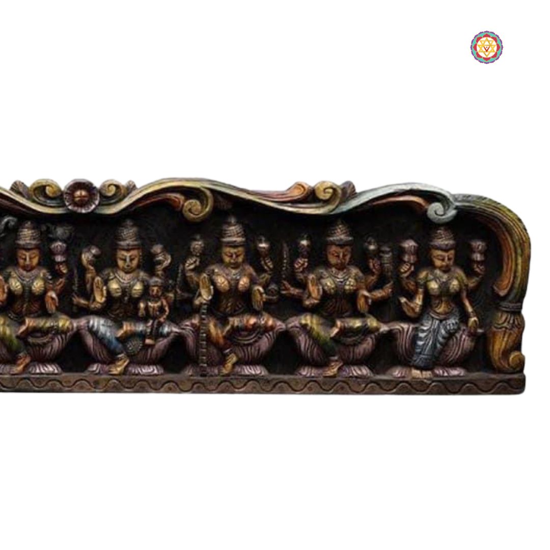 Woodcarved Asthalxmi/Ashtalaxmi Wall Panel/Wall Hanging