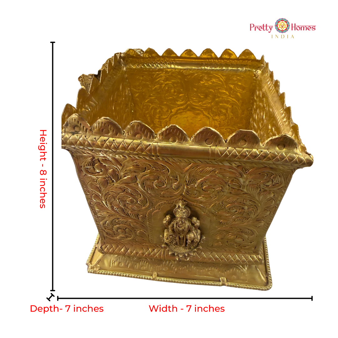 Crafted Square Lakshmi Design Tulsi Vrinda Pot