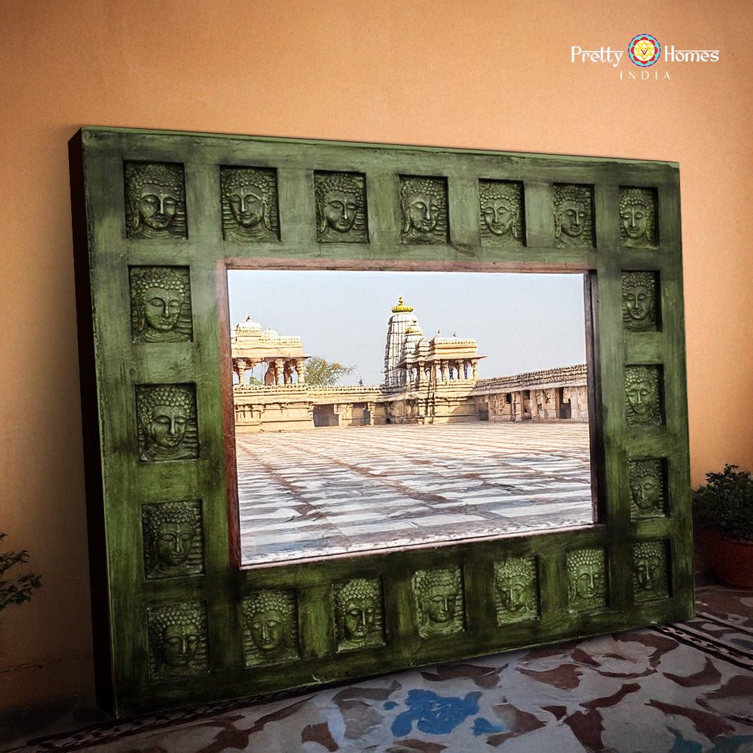 Wooden Buddha design mirror frame