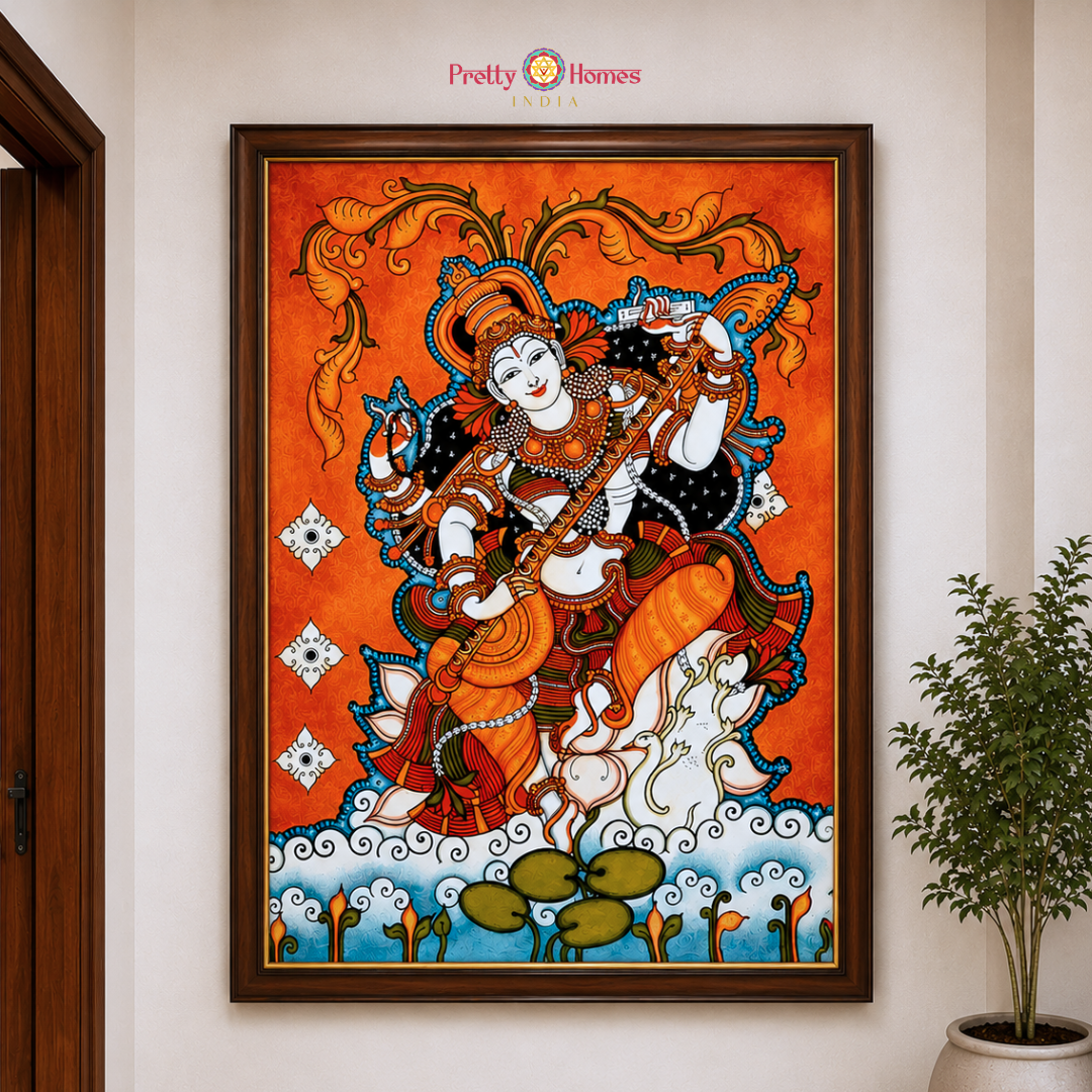 Kerala Mural Handpainting – Goddess Saraswati