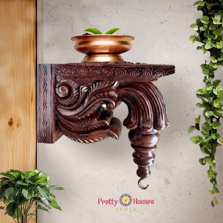 Woodcarved Traditional Style Bodhil brackets .Chettinad Style Wallhangings (Single)