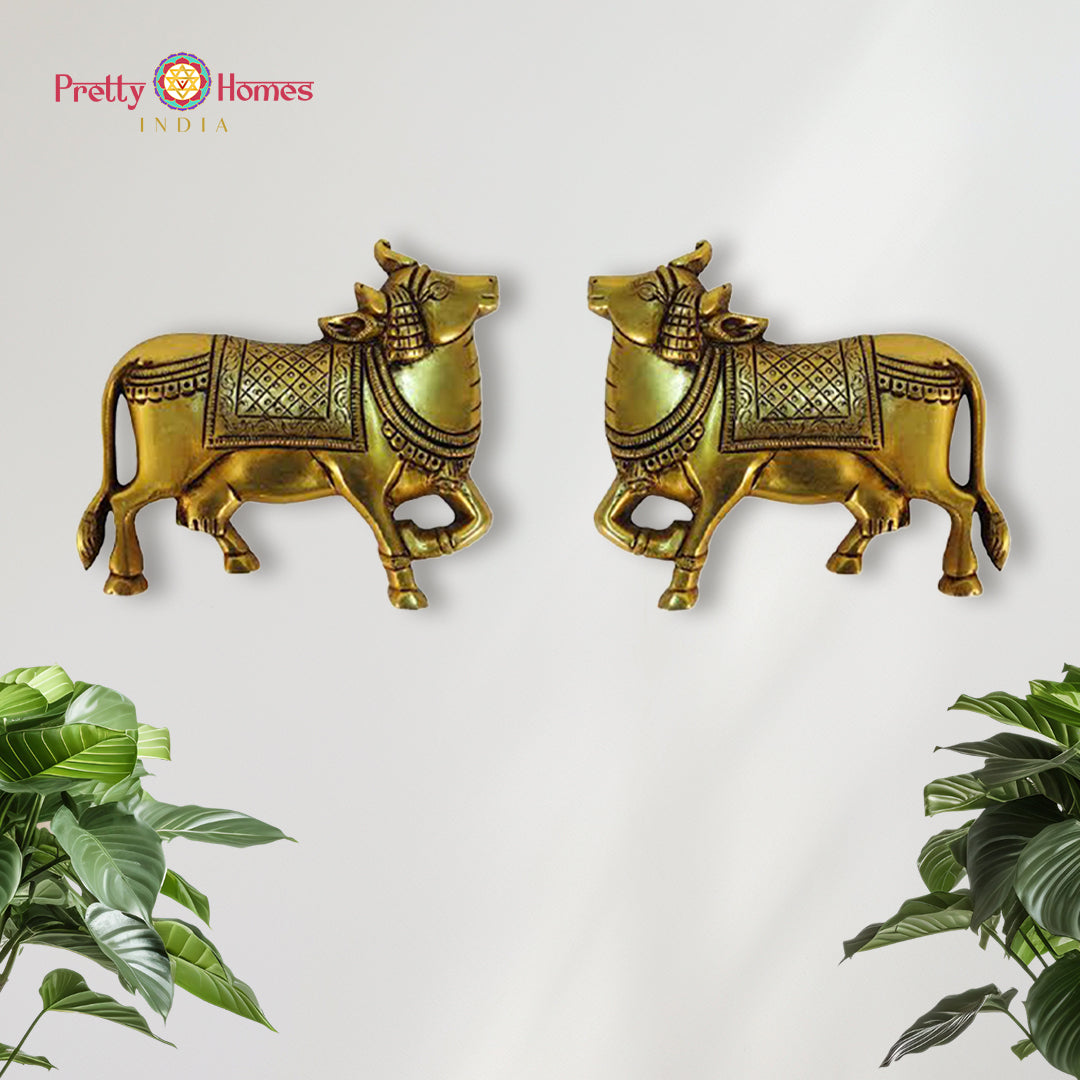 Brass cow wall hanging handcrafted with intricate detailing