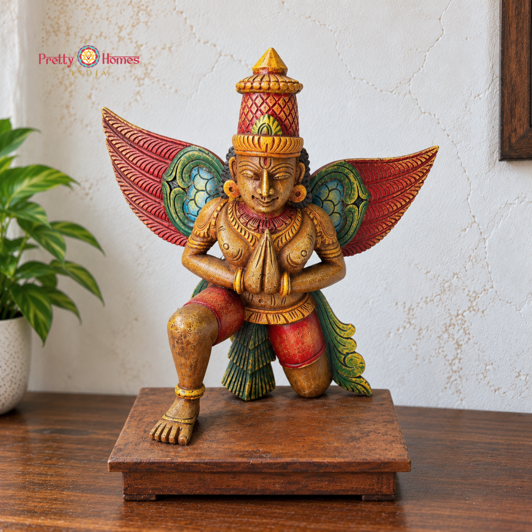 Hand-Carved Garuda Statue with Stand