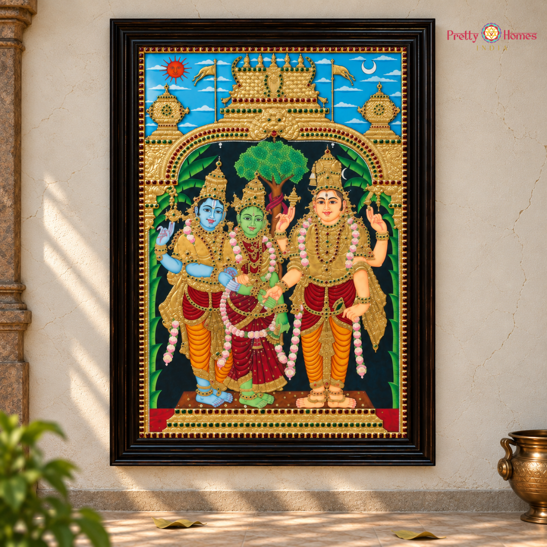 Handmade Tanjore Painting – Meenakshi Kalyanam