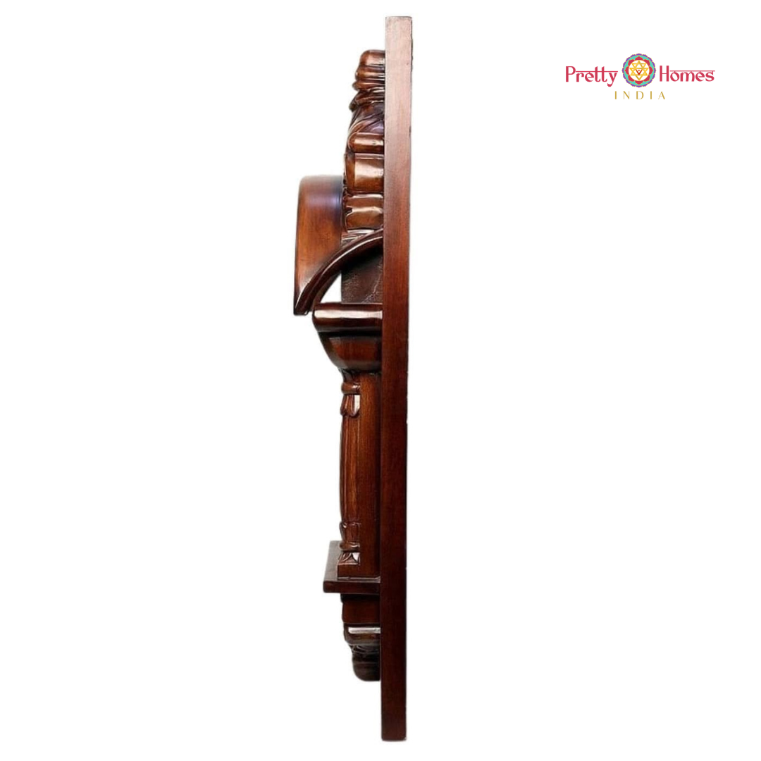 Wooden Artistic Jharokha Design Wall Mirror Frame With Brass embossed work.