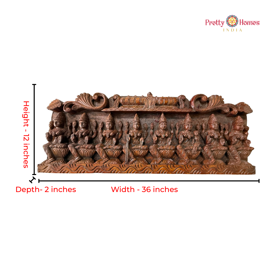 Intricately Carved Gopuram Style Ashta Lakshmi Panel