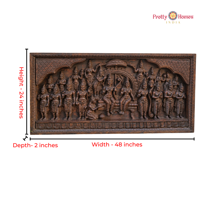 Intricately Carved Ram Coronation Ceremony Panel