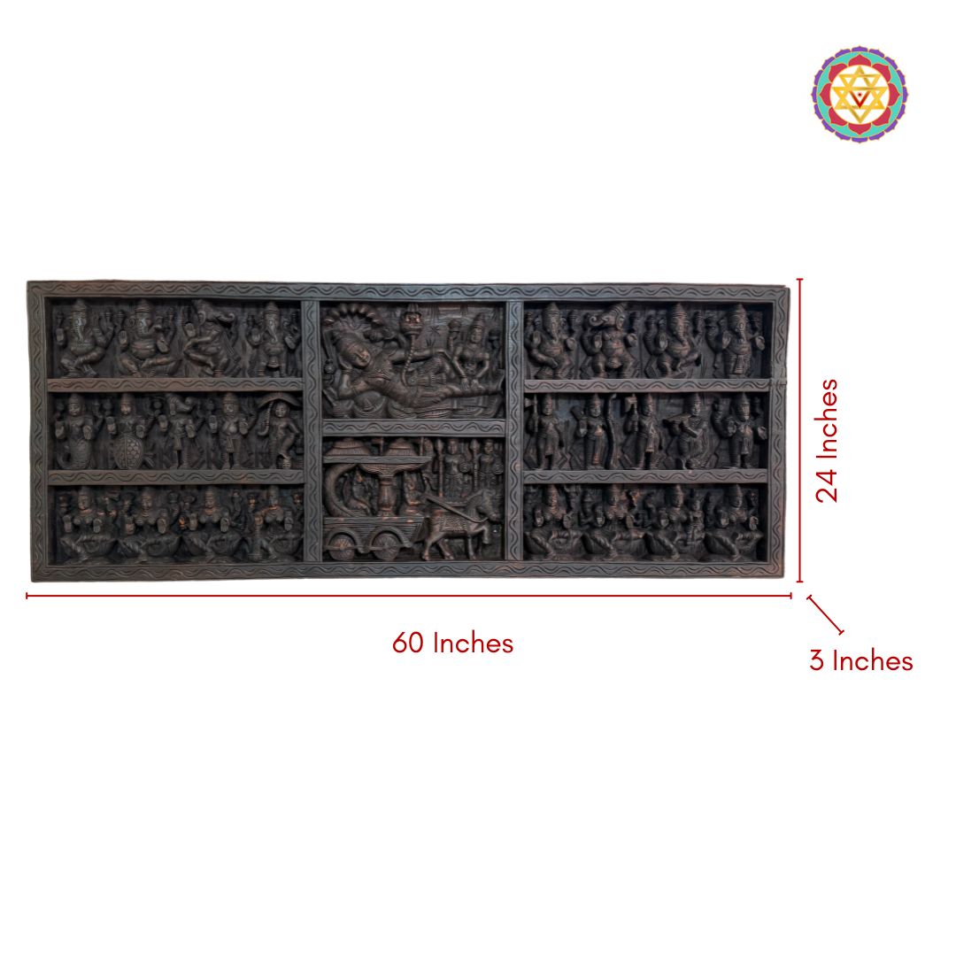 Divine Ensemble – Intricately WoodCarved All Gods Horizontal Panel