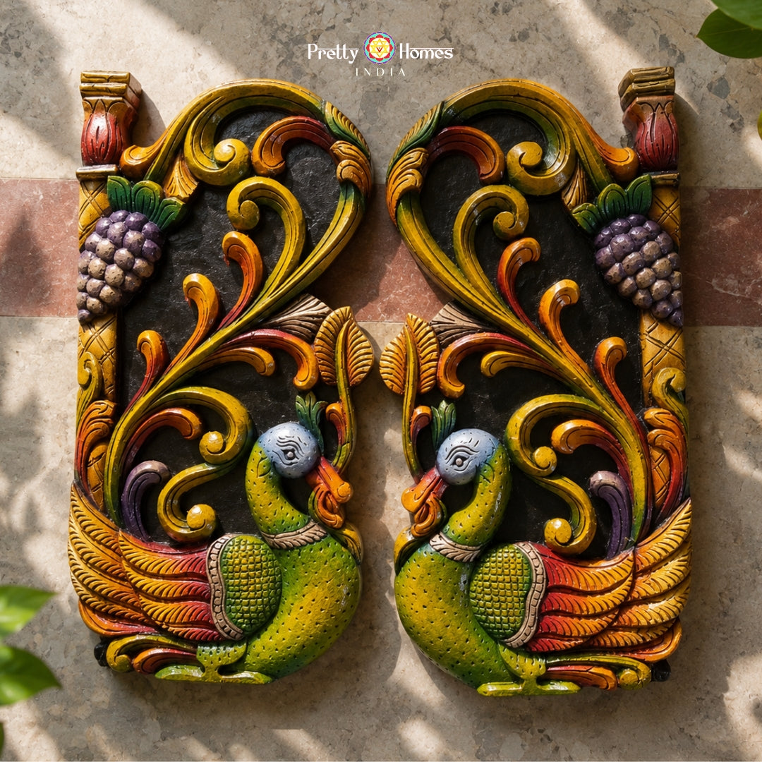 Wooden Carved Wall Panels – Annam & Lotus (Wooden Polish)