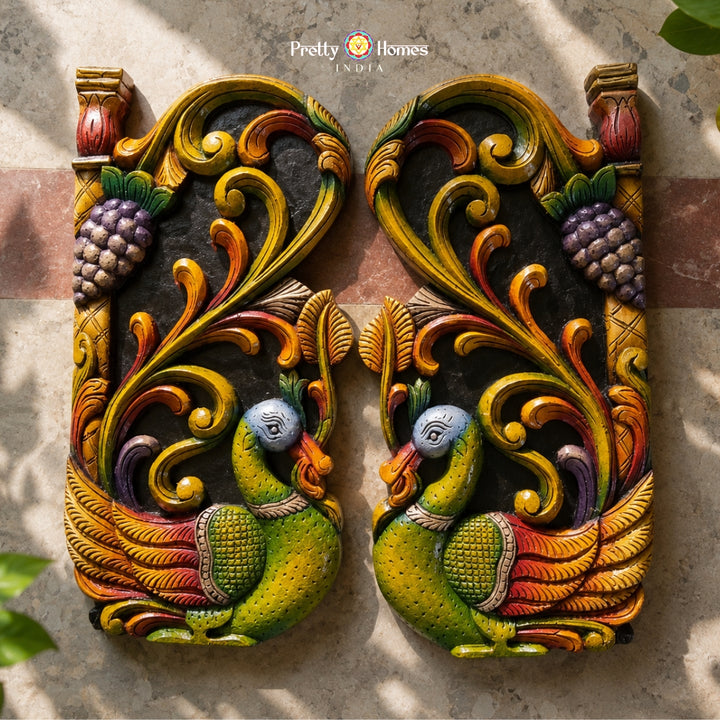 Wooden Carved Wall Panels – Annam & Lotus (Wooden Polish)