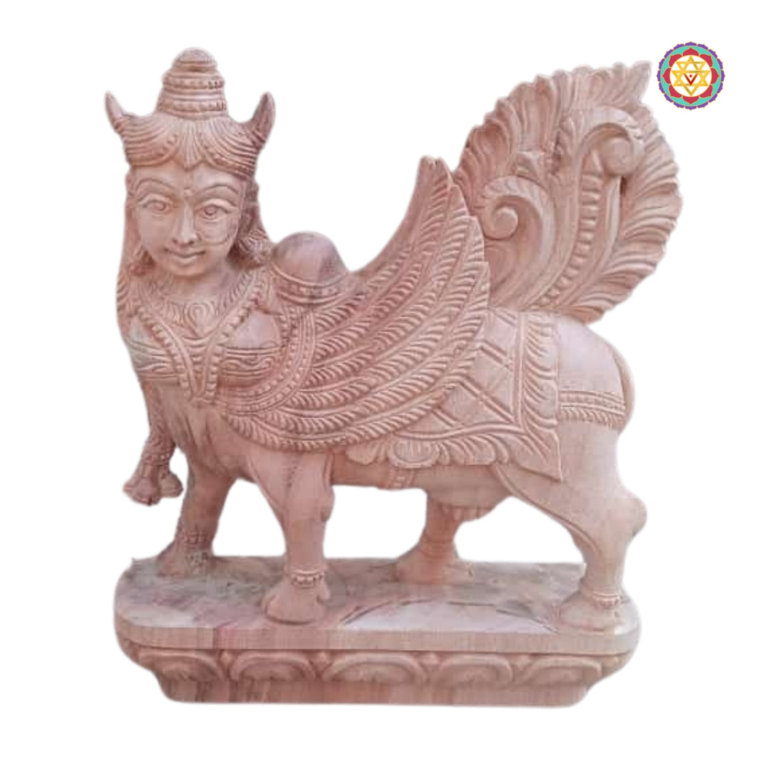 Vintage look Woodcarved Kamadhenu statue/sculpture