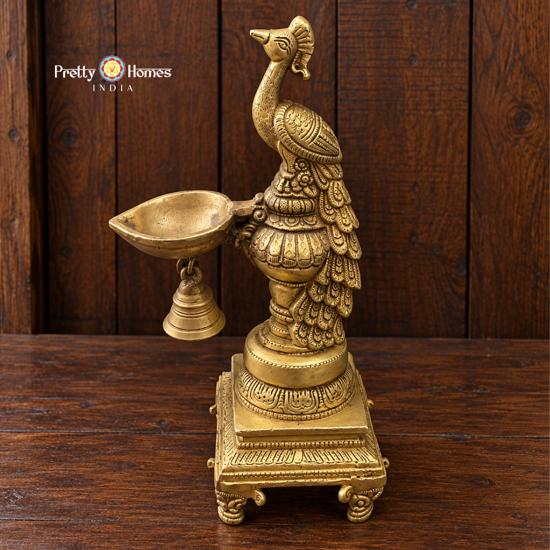 Handcrafted Brass Peacock Tabletop Lamp