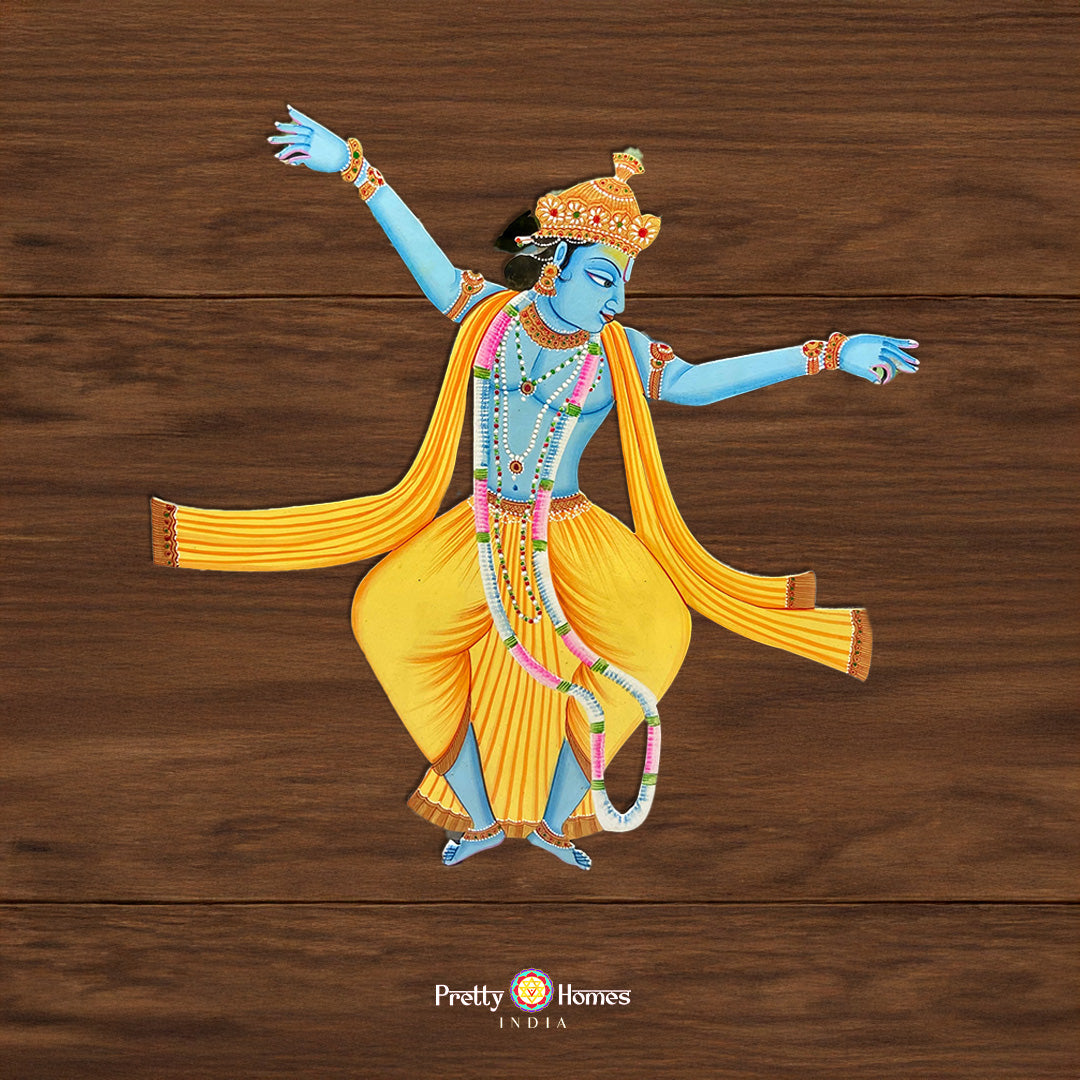 pichwai dancing krishna mdf cutout colorful dancing krishna artwork