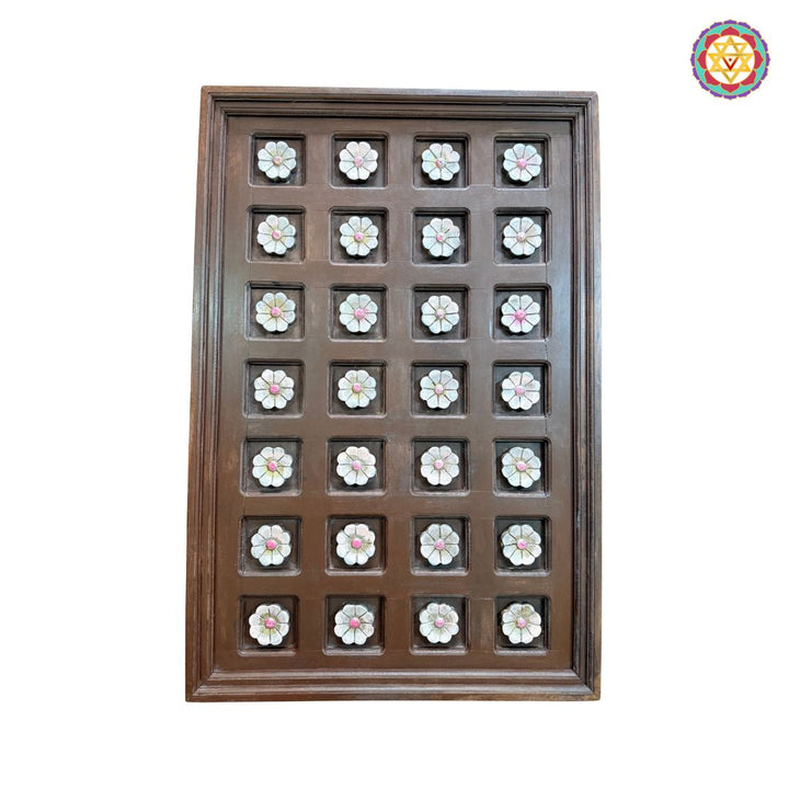 Handcarved Wooden Floral Wall Panel – Decorative Accent