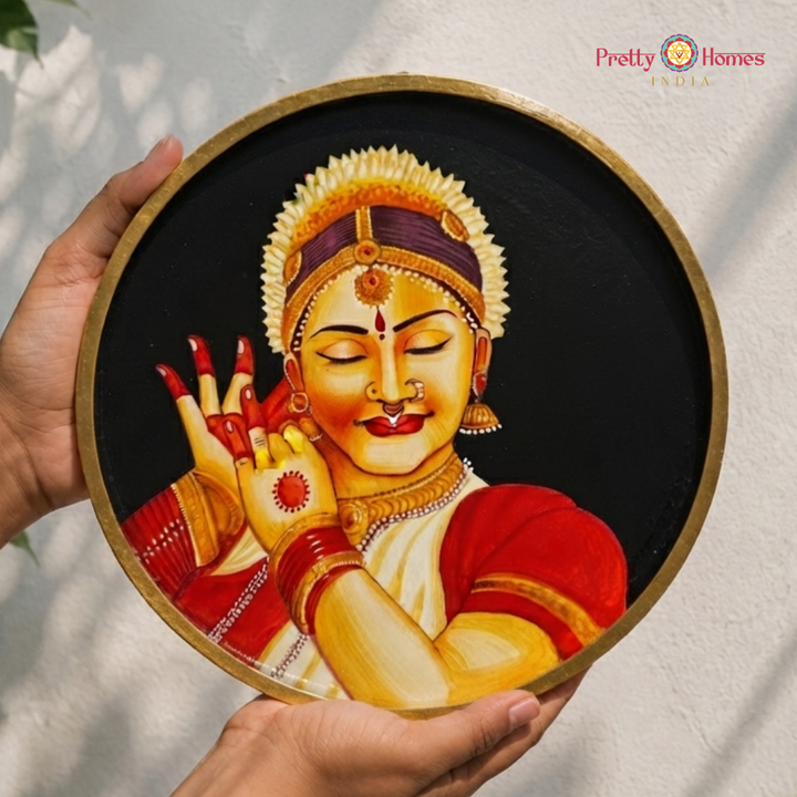 Handpainted South Indian Dancer in Pose Wall Plate