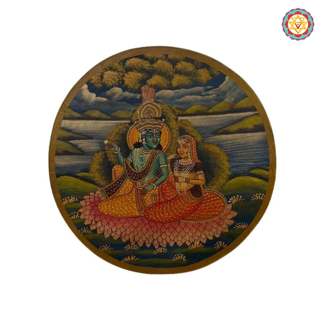 Vintage Pichwai Wall Plate – Handpainted & Ready to Hang