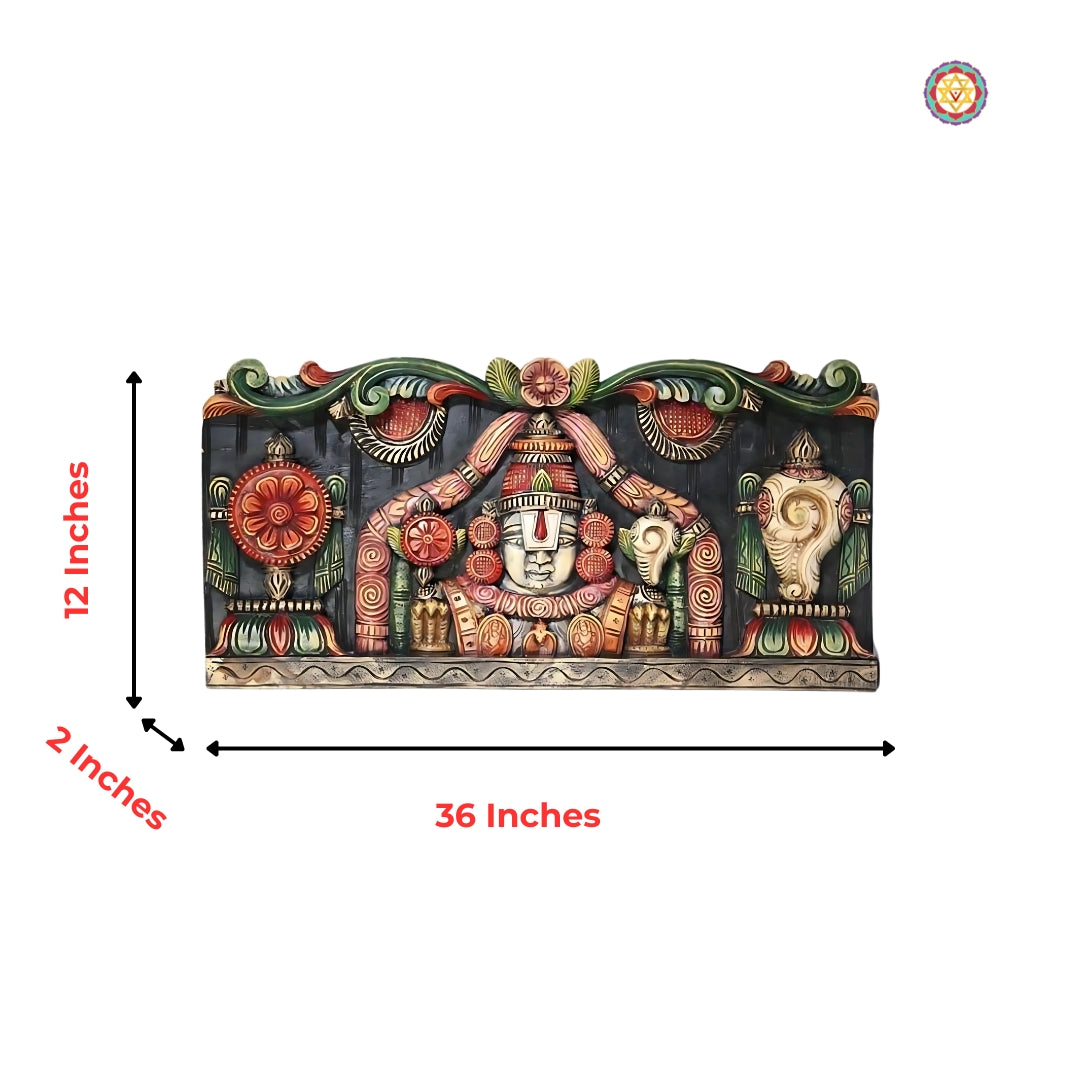 Tirumala Balaji / Tirupati Balaji Woodcarved wall mount. Wall panel. Wall decor