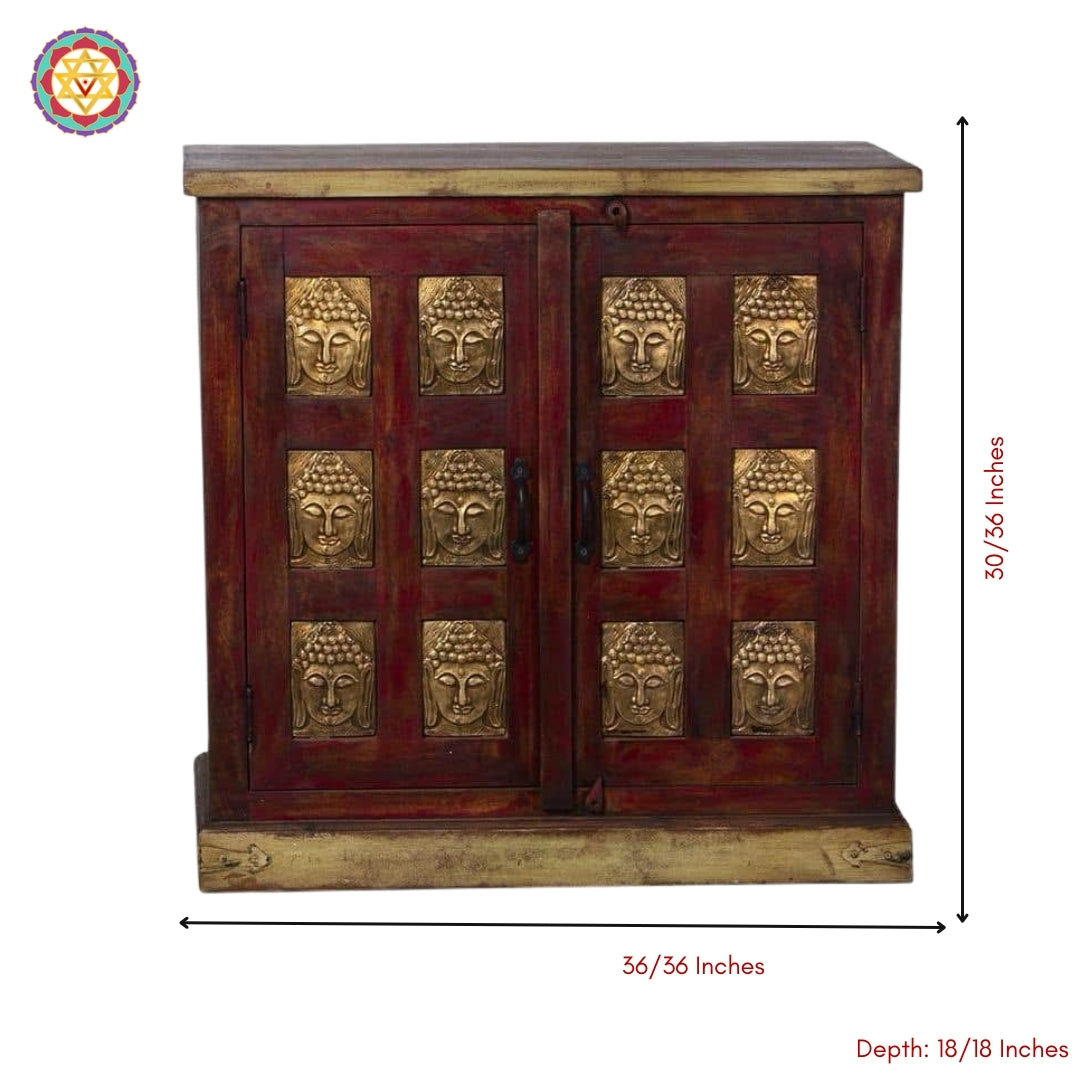 Woodmade Buddha design cabinet.