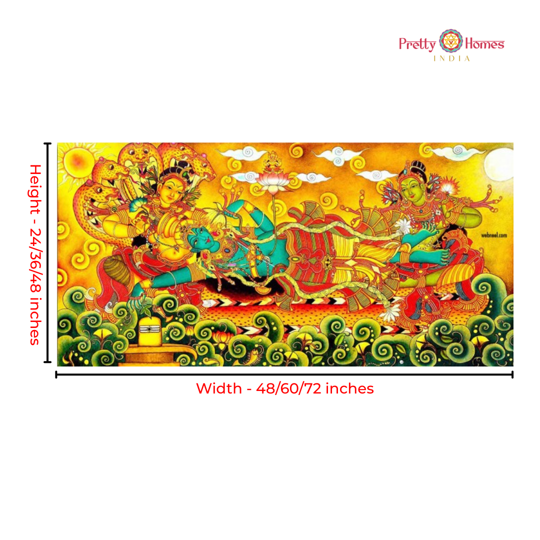 Kerela mural handpainting -Cosmic Vishnu – Anantashayanam