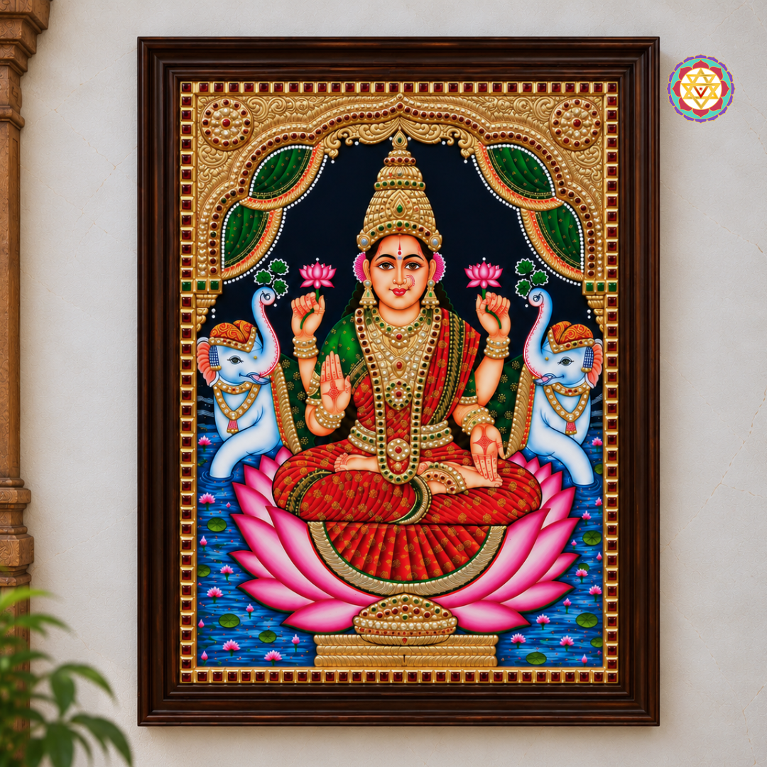 Goddess Gaja Lakshmi Tanjore Painting