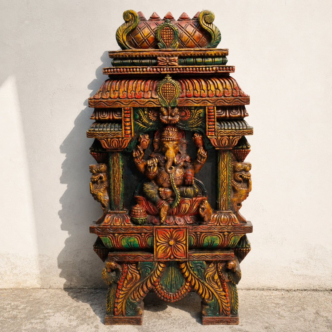 Ganesha Kavadi Gopuram Carved Wall Panel
